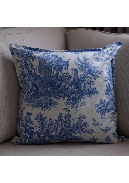 Mavi Vintage Desenli 45 x 45 Dekoratif Yastık Kılıfı fırsatları