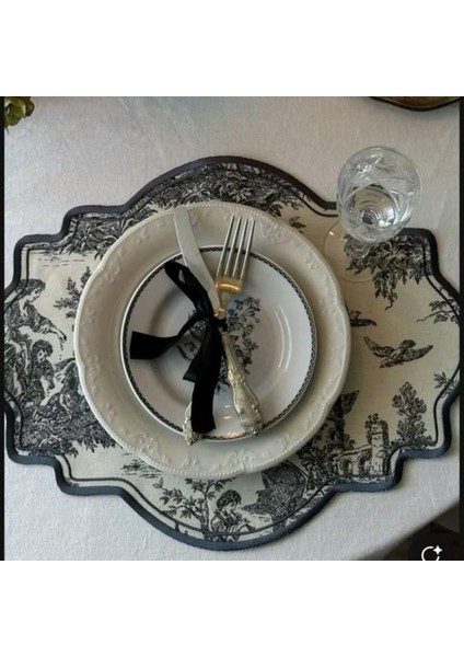 Siyah Beyaz Vintage Nakış Işlemeli Amerikan Servis 2'li fiyatları