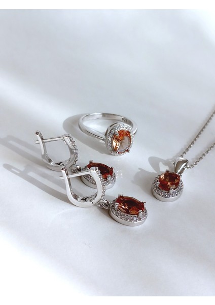 Gümüş Zultanit Sultan Taşlı Işıltılı Oval Damla Tasarım Kolye Küpe Yüzük Kadın Set modelleri