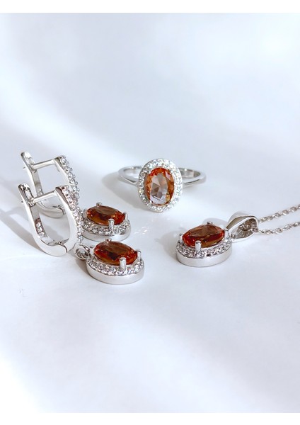 Gümüş Zultanit Sultan Taşlı Işıltılı Oval Damla Tasarım Kolye Küpe Yüzük Kadın Set fırsatları