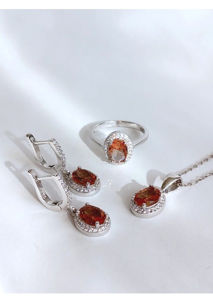 Gümüş Zultanit Sultan Taşlı Işıltılı Oval Damla Tasarım Kolye Küpe Yüzük Kadın Set indirimleri