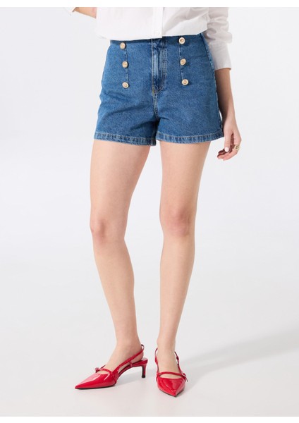Normal Bel Basic Indigo Kadın Denim Şort F5SL-SHT0335 fiyatları
