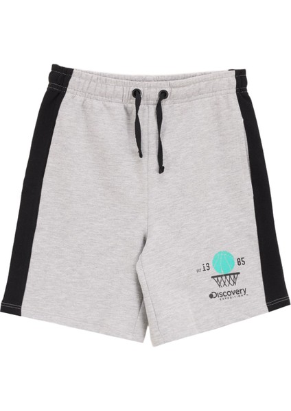 Lastikli Bel Relaxed Gri Melanj Erkek Çocuk Şort D5SB-SHT3207