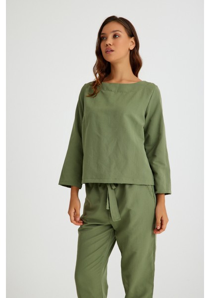 Keten Günlük Rahat Beli Kemerli Kadın İkili Takım Alt Üst fırsatları