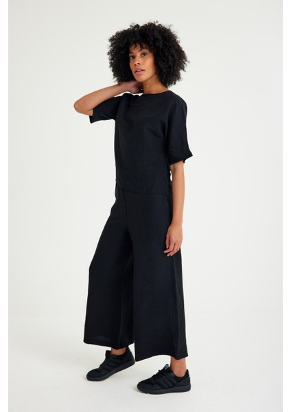 Keten Günlük Rahat Beli Lastikli Kadın İkili Takım Alt Üst fiyatları