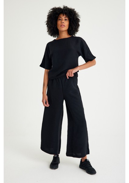 Keten Günlük Rahat Beli Lastikli Kadın İkili Takım Alt Üst indirimleri