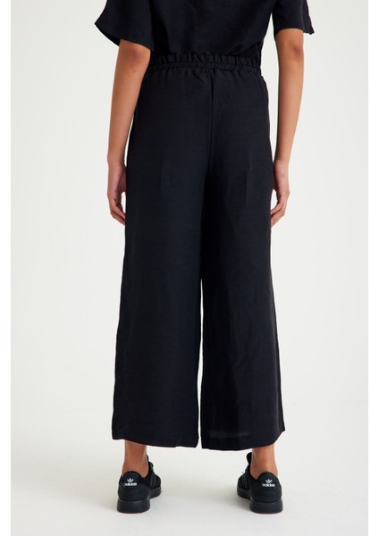 Keten Günlük Rahat Beli Lastikli Kadın İkili Takım Alt Üst