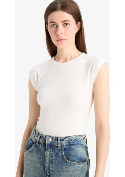 Slim Fit Dar Kesim Bisiklet Yaka Basic Düz Modal Kısa Kollu Tişört F0685AX25SP