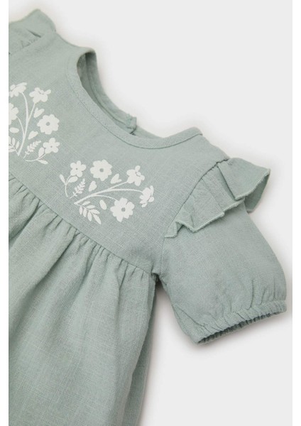 Kız Bebek Kısa Kollu Flamlı Poplin Elbise E5815A525SP