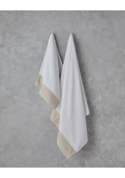 Linda Pamuklu Nakışlı Yüz Havlusu 50X90 cm Beyaz