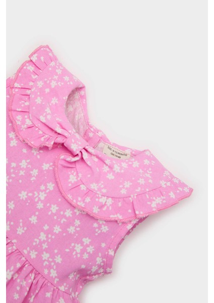 Kız Bebek Çiçekli Kolsuz Twill Elbise E5812A525SP