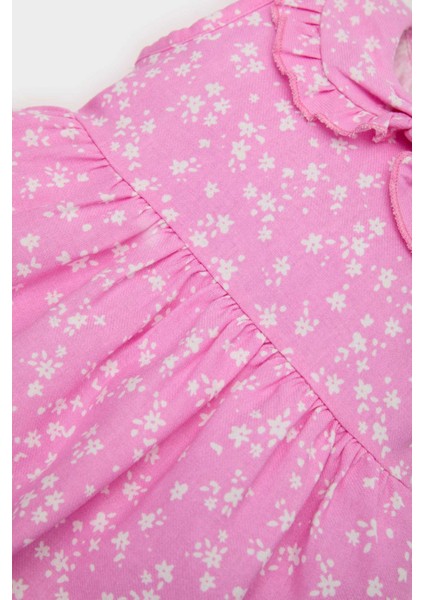 Kız Bebek Çiçekli Kolsuz Twill Elbise E5812A525SP