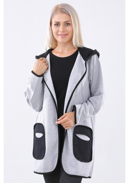 Sezonluk Kapüşonlu Cepli Kadın Uzun Ceket 757 fırsatları