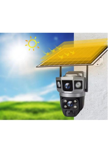Int- cmr 51 Çift Kameralı Solar Panelli Uygulama Kontrollü Güvenlik Kamerası