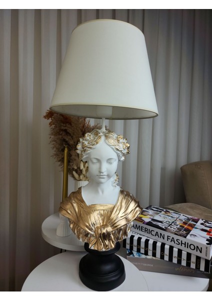 Dekoratif Gold Yaldızlı Beyaz Ophelia Heykel Beyaz Şapkalı Abajur Biblo fiyatları