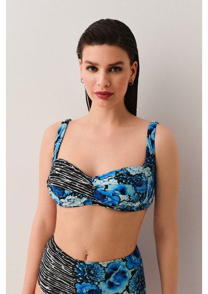 Azure Drapeli Bikini Üst