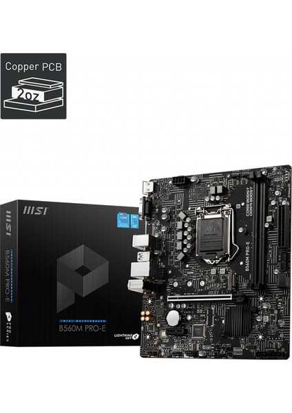 Msı B560M Pro-E Ddr4 4800MHZ 1xvga 1xhdmı 1xm.2 USB 3.2 Matx 1200P (10 ve 11. Nesil Işlemci Uyumlu)