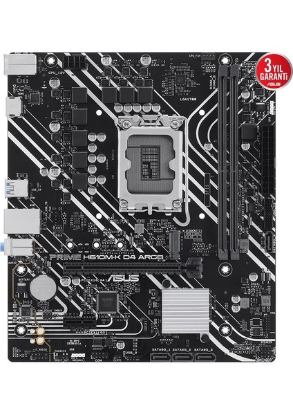 Prıme H610M-K D4 Argb Ddr4 3200MHZ 1xhdmı 1xm.2 USB 3.2 Matx 1700P (12. / 13. ve 14. Nesil Işlemci Uyumlu)