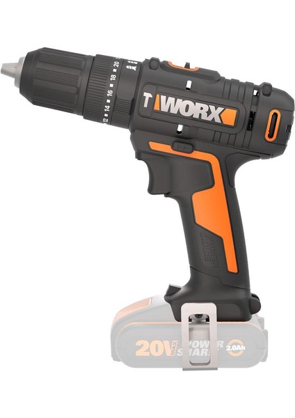 WX370.9 20VOLT Profesyonel Şarjlı Darbeli Matkap (Akü Dahil Değildir)