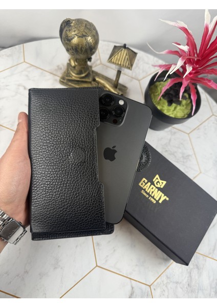 Telefon Bölmeli Tutamaçlı Büyük Bölmeli Siyah Cüzdan