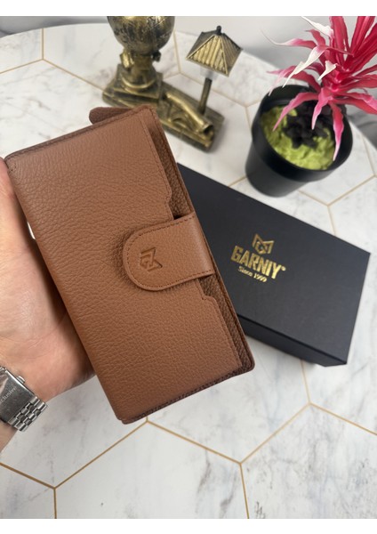 Telefon Bölmeli Tutamaçlı Büyük Bölmeli Taba Cüzdan