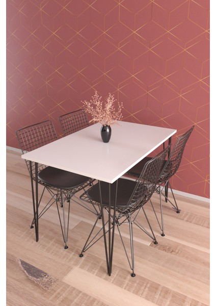 4 Sandalyeli Mutfak Takımı 110 x 70 cm Yemek ve Balkon Masası