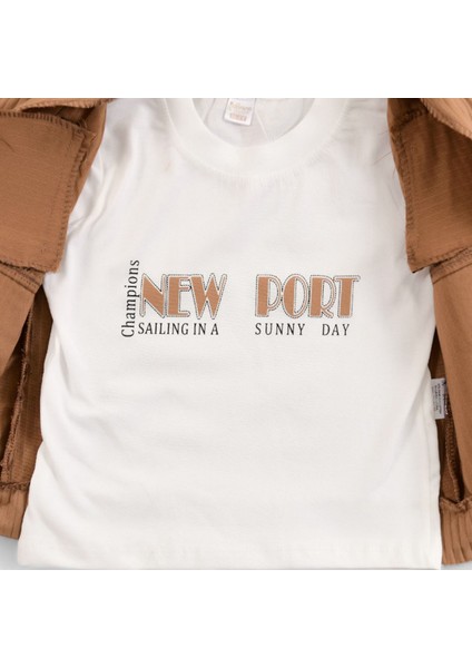 New Port Baskılı T-Shirt-Cepli Pliseli Ceket-Paça Lastikli Siyah Pantolon-Erkek Çocuk 3 Lü Takım fiyatları