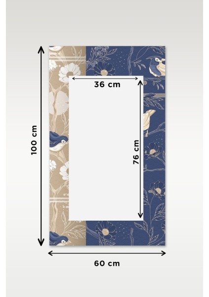 Blue Dream 60 x 100 Dekoratif Duvar Aynası Antre Salon Banyo Ofis Aynası