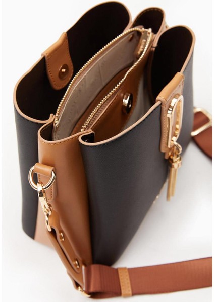 930126 Çanta Siyah-Camel Kadın Omuz Çantası fırsatları