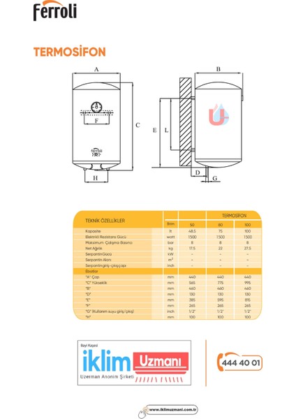 Calypso Silindirik 100 Litre Elektrikli Termosifon CLYPS-100 (Montaj Hariç) indirimleri