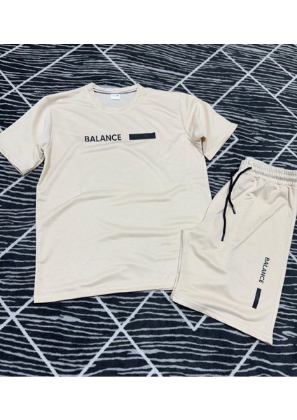 Balance Baskılı Tshirt & Şort Yan Cepli Kordon Ayarlamalı Ter Tutmayan Mevsimlik Takım