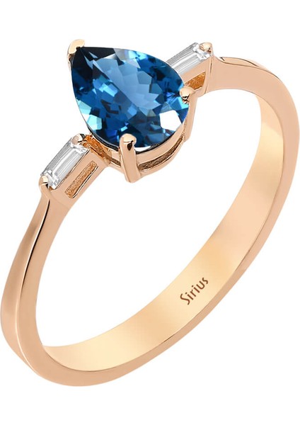 Baget Pırlanta ve London Blue Topaz Taşlı Yüzük 0446R0005