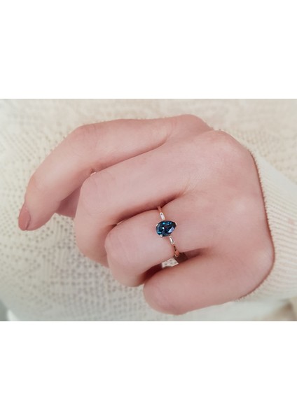 Baget Pırlanta ve London Blue Topaz Taşlı Yüzük 0446R0005 indirimleri