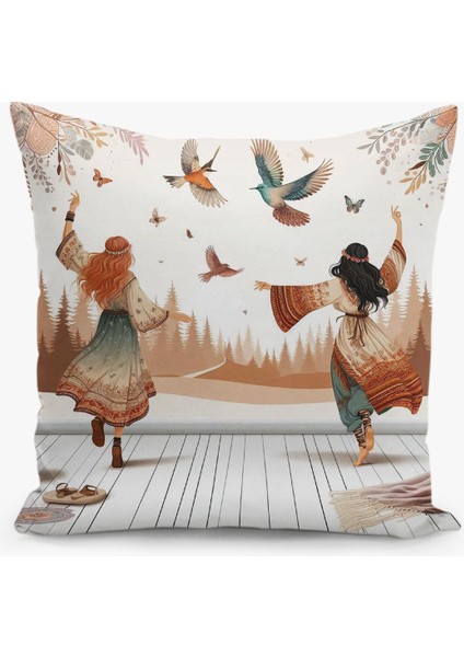 Bohem Desen Çift Taraflı Dijital Baskı Kırlent Kılıfı (Bohem Cushion Cover)