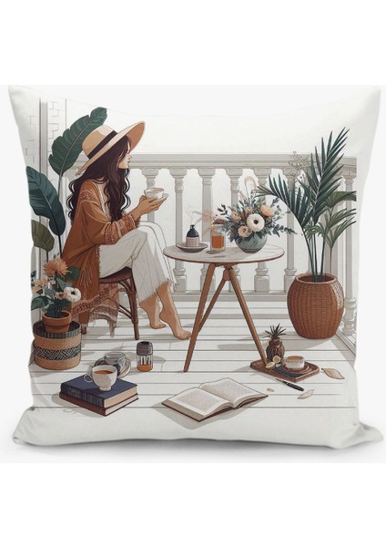 Bohem Desen Çift Taraflı Dijital Baskı Kırlent Kılıfı (Bohem Cushion Cover)