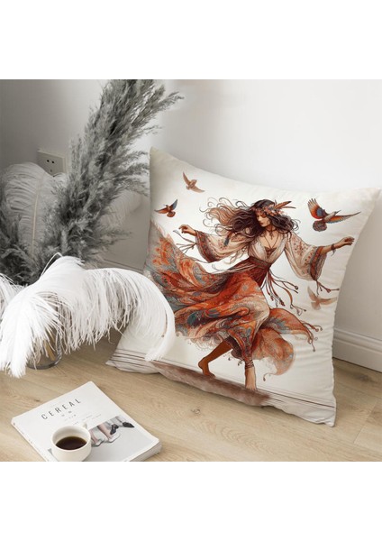 Bohem Desen Çift Taraflı Dijital Baskı Kırlent Kılıfı (Bohem Cushion Cover)