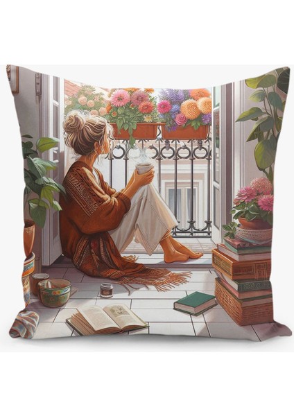 Bohem Desen Çift Taraflı Dijital Baskı Kırlent Kılıfı (Bohem Cushion Cover)