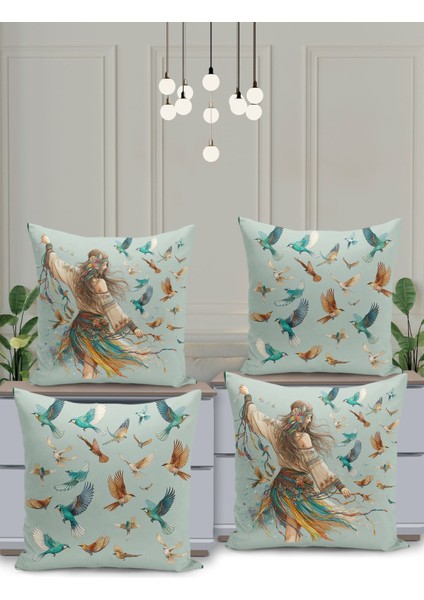 Bohem Desen Çift Taraflı Dijital Baskı Kırlent Kılıfı (Bohem Cushion Cover)
