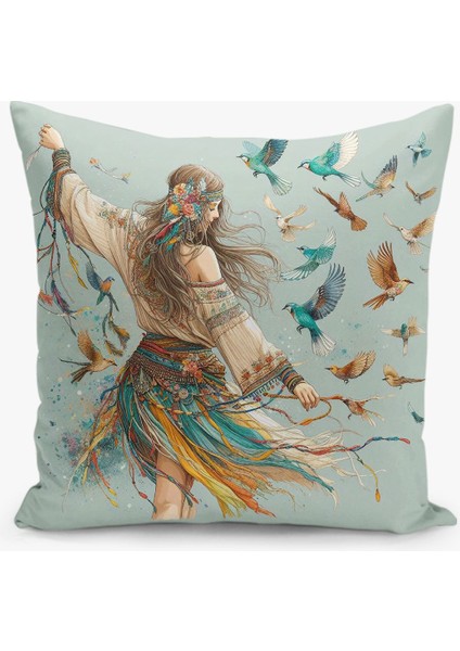 Bohem Desen Çift Taraflı Dijital Baskı Kırlent Kılıfı (Bohem Cushion Cover)