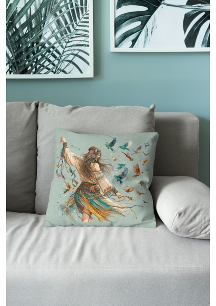 Bohem Desen Çift Taraflı Dijital Baskı Kırlent Kılıfı (Bohem Cushion Cover)