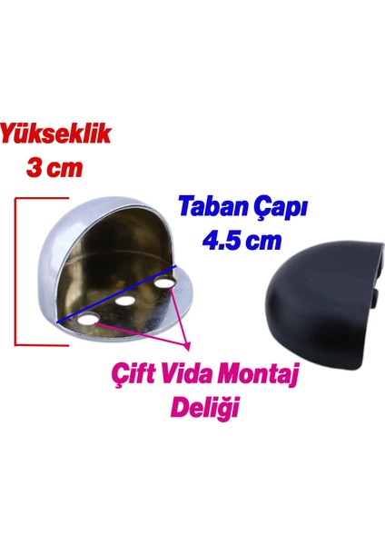 Yarımay Kapı Stoperi Tamponu 5 Adet Vidalı Metal Ağır Kapı Stopu Hızlı Durdurucu Tutucu Krom Gümüş