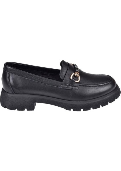 4259 Kadın Deri Taşlı Tokalı Loafer Ayakkabı Siyah fiyatları