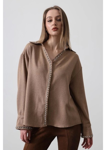 Taşlı Gömlek - Bej modelleri