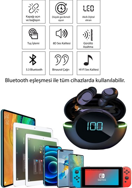 Ios/ android Uyumlu Gürültü Önleyici Hd Ses Özellikli Dokunmatik Kablosuz Bluetooth Kulaklık Db- 18 fiyatları