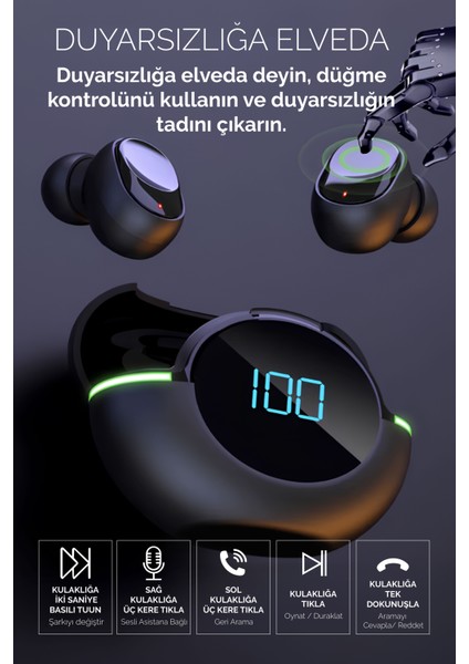 Ios/ android Uyumlu Gürültü Önleyici Hd Ses Özellikli Dokunmatik Kablosuz Bluetooth Kulaklık Db- 18 modelleri