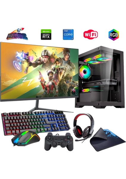 I7 14700F 16GB Ddr4 1tb M2 6gb RTX3050 24" Monitörlü Oyun Bilgisayarı (Gaming Set)
