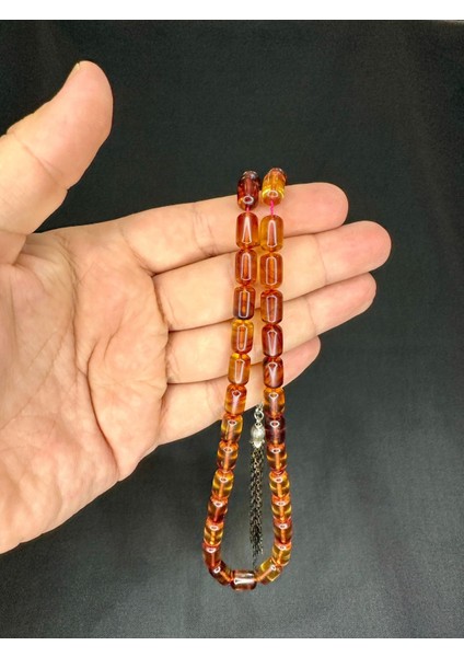 Ateş Kehribar Tesbih Kapsül Kesim Bal Rengi 11 mm x 7mm T-533