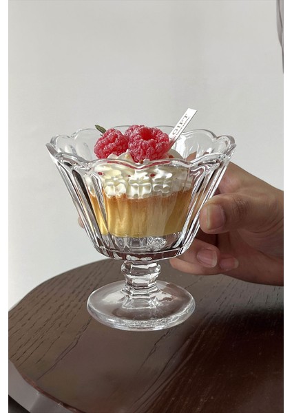 6’lı Ayaklı Cam Kase Dondurmalık Magnolya Puding