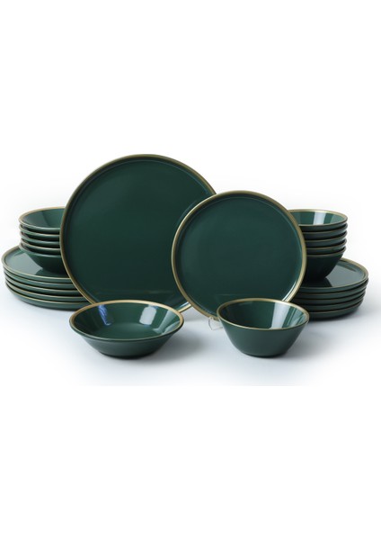 Green Gold Fileli Nordic Yemek Takımı 24 Parça 6 Kişilik