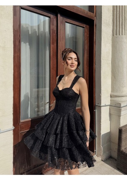 Melione Güpür Detay Asklı Mini Elbise 4631 modelleri